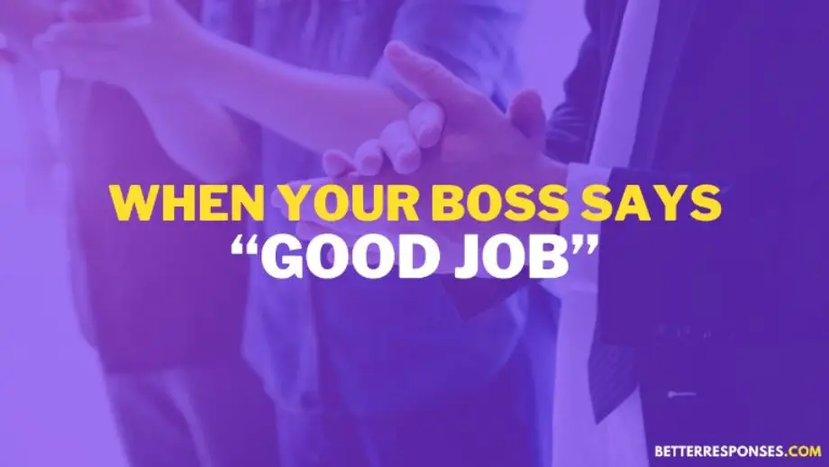 how to reply when your boss says good job