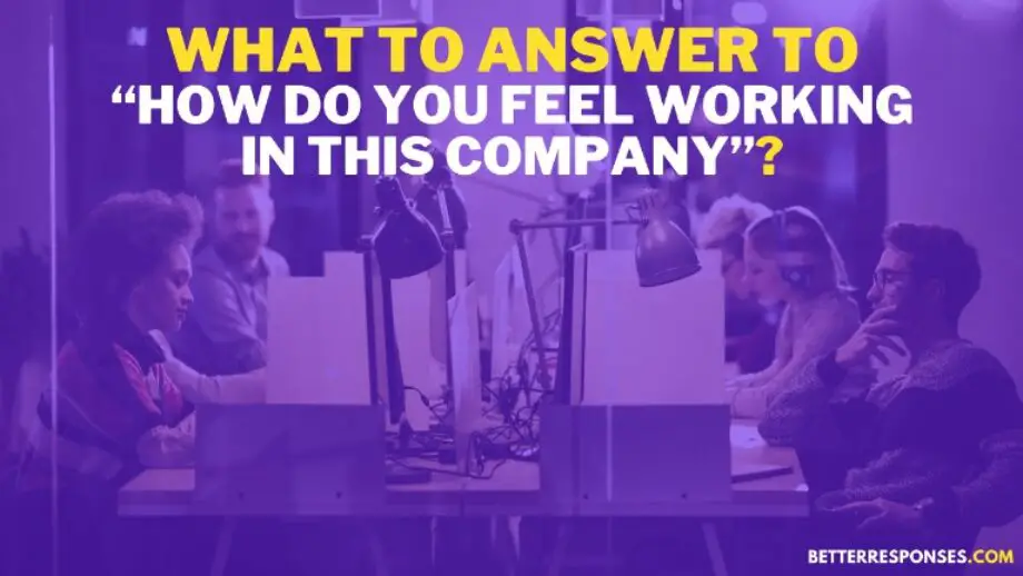 How Do You Feel Working In This Company Answer