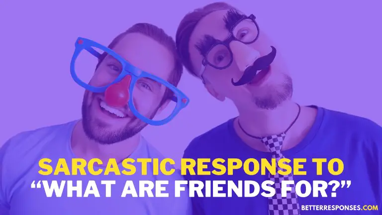 Sarcastic Response to Do You Answer What Are Friends For